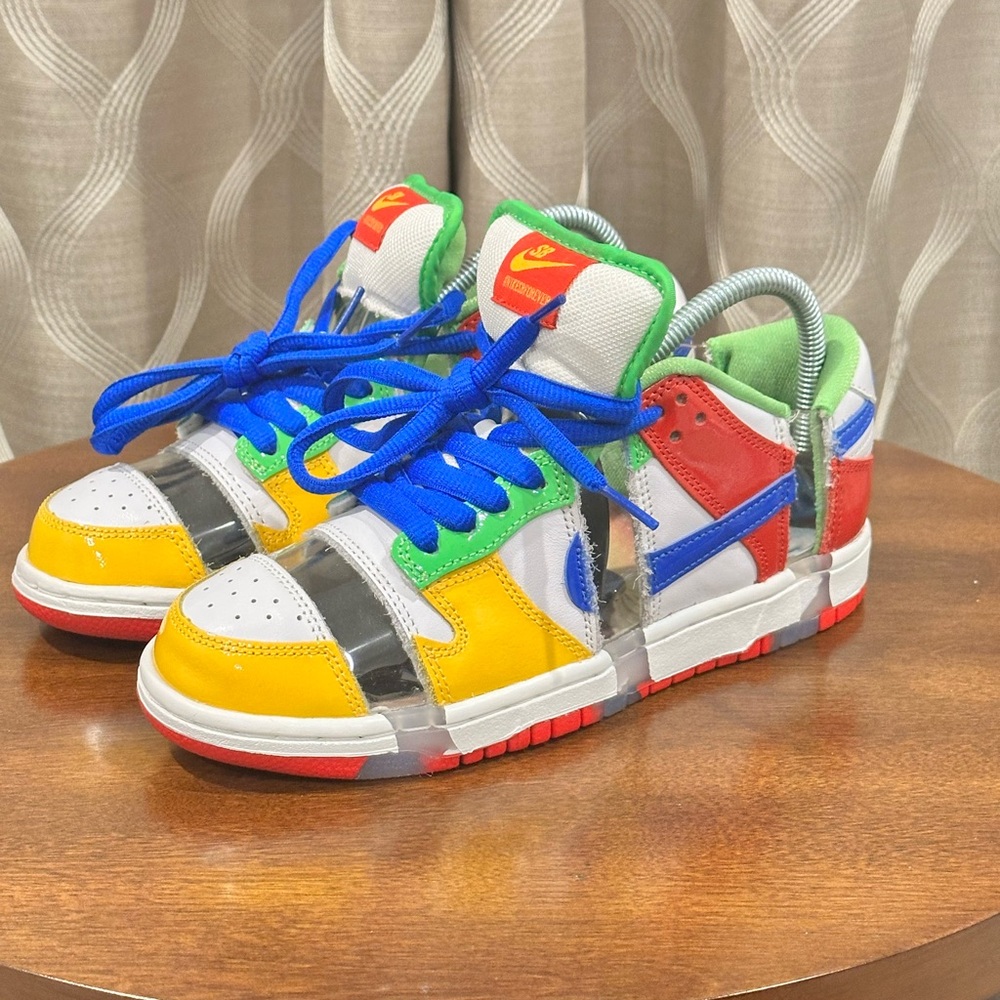 Nike SB Dunk Low (eBay) Sandy Bodecker, FD8777-100 White Blue Red Yellow, Size 6